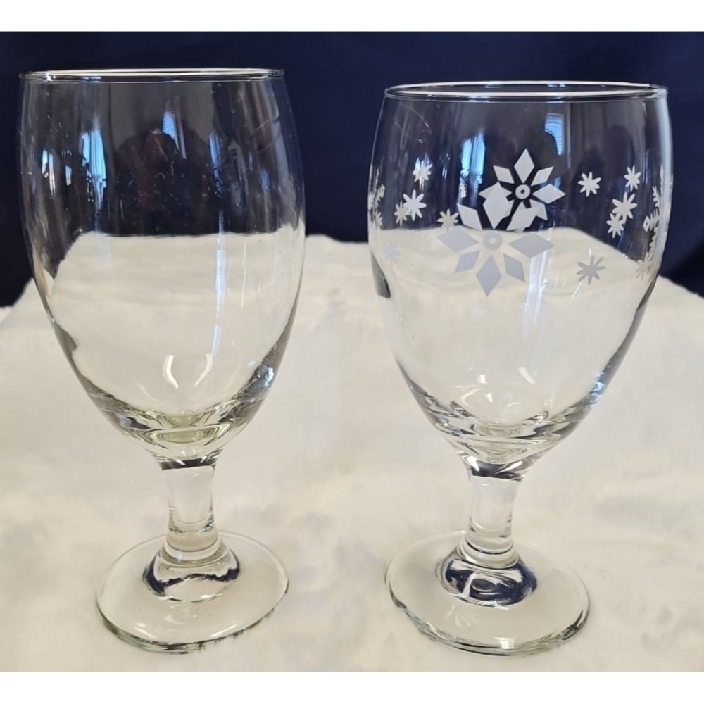 One Snowflake Goblet‎ and Two Plain Goblets 7.25" tall x 3" radius of rim